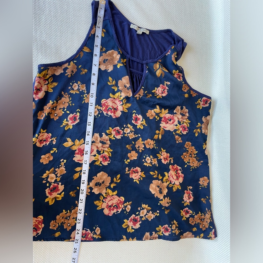 41 Hawthorn Size Large Navy Blue Sleeveless Blouse Floral Print Cutout - Picture 4 of 7